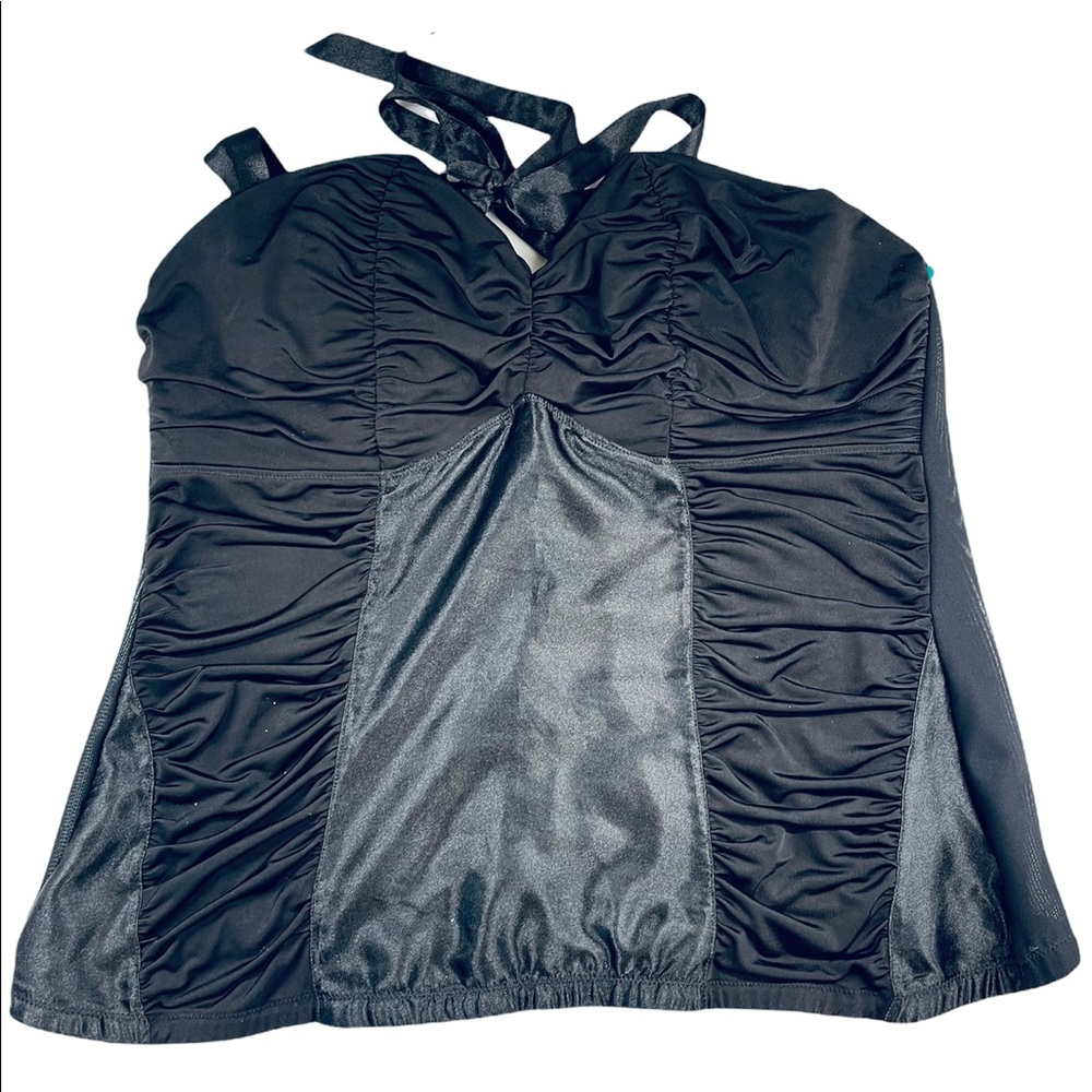 Torrid black satin and sheer bustier